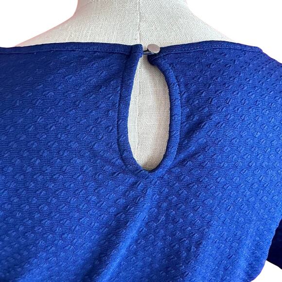 Womens Top Size Medium Navy Blue Peplum Professional Conservative Modest Church - Picture 5 of 7